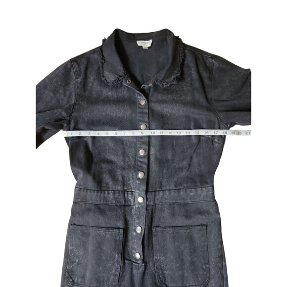 Umgee Denim Roll Tab Mechanic Coveralls Womens M Black Raw Hem Flawed Grunge - Picture 8 of 12